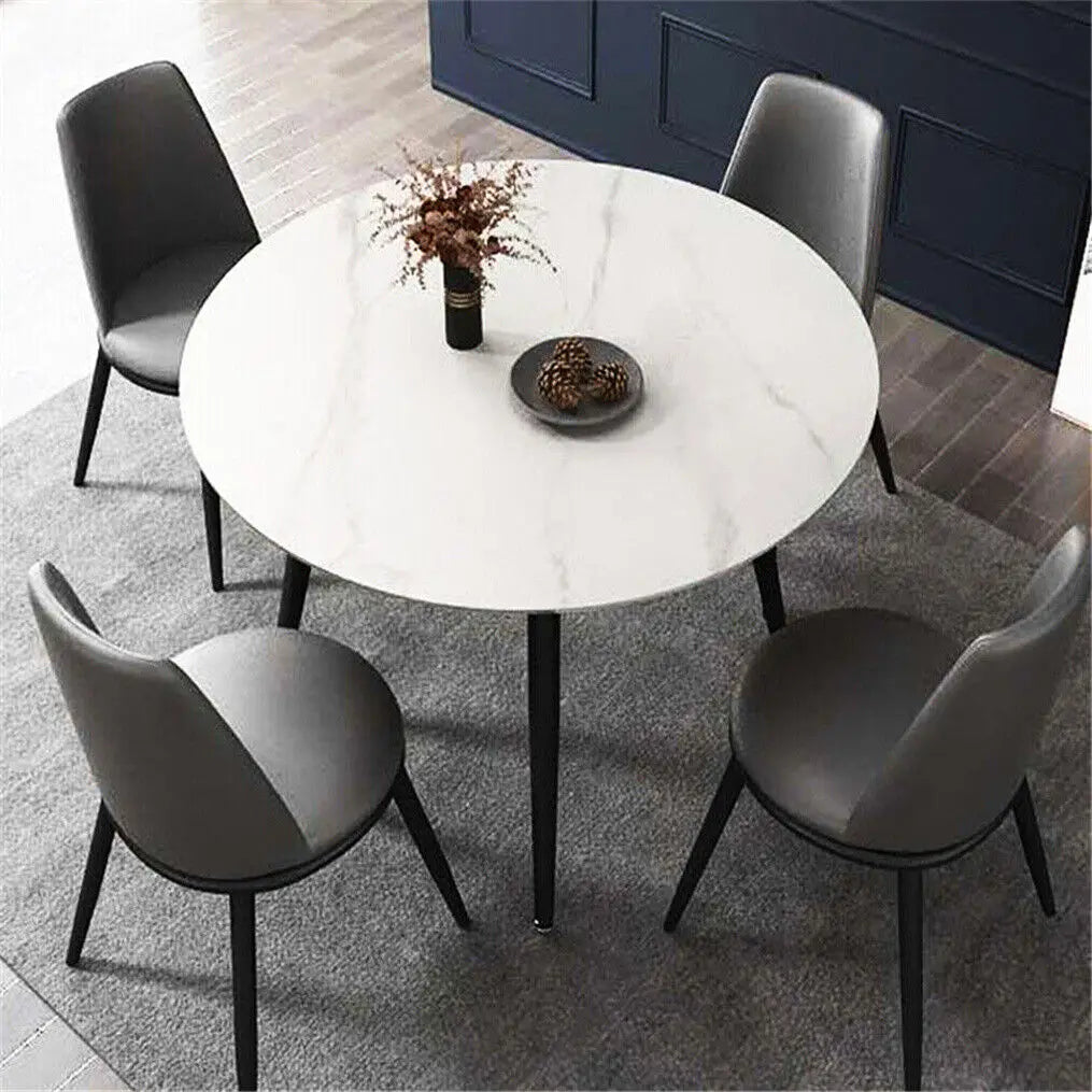 Modern Round Kitchen Dining Table Marble Top 80cm Diameter Linving Dining Room Restaurant Island Table for 4 Seat - QUORE