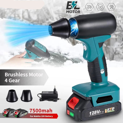 Luchtblazer - Turbo Blazer - Accu - Brushless Motor - 4 Snelheden - 30 m/s Windkracht - 13.000 RPM - 18V - 160W - Draadloze Blaasfunctie - voor Stof - Auto en Werkplaats - 2 Accu's met 1 Lader