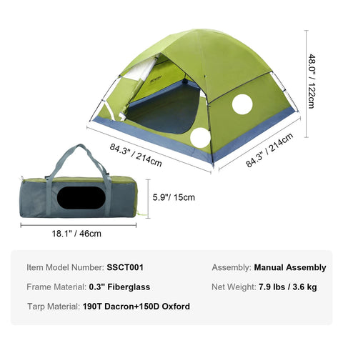Tent - Strandtent - Campingtent - Waterdicht - Lichtgewicht - Backpacking Tent - voor Outdoor Familiecamping, Wandelen, Bergbeklimmen, & Reizen - Geschikt voor 3 Personen - Groen