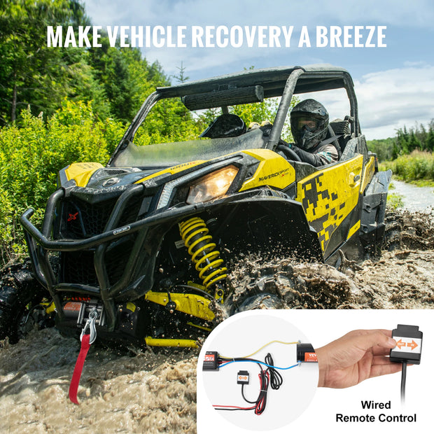 Elektrische lier - Lier - Tackle - Elektrische takel - Staalkabellier - 3000lbs - met 39 ft kabelrol - Bedrade afstandsbediening - voor off-road slepen