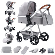 kinderwagen - Jogging buggy - Runner - Lichtgewicht kinderwagen - Baby kinderwagen - Kinderwagen - 3 in 1 Opvouwbare Kinderwagen - hoog Aluminium Frame - Luxe - Kinderwagen voor Pasgeboren Baby's - Grijs