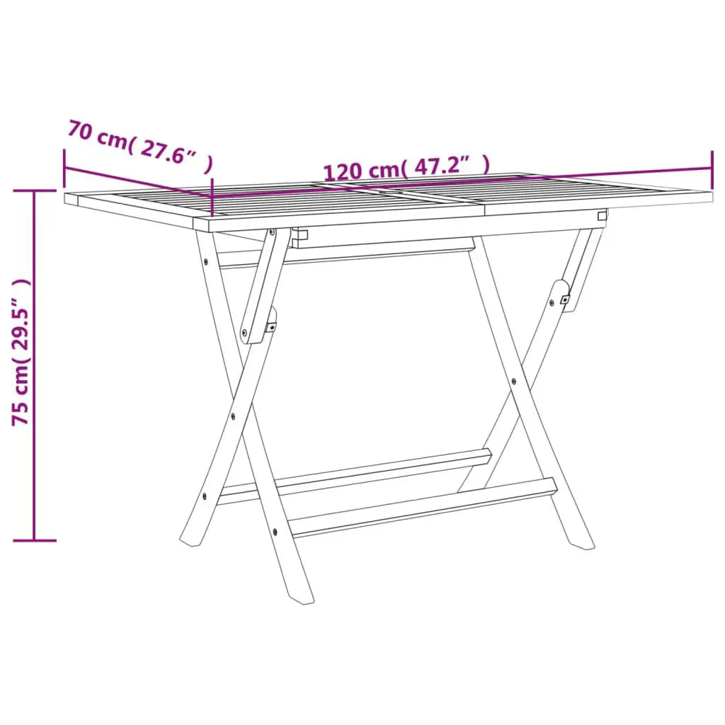 Tuintafel – Opvouwbare Tafel – Buiten Tafel – Balkon Tafel – Massief Teakhout – Weerbestendig – Parasolgat - 120 x 70 x 75cm -  Natuurlijk Grijs