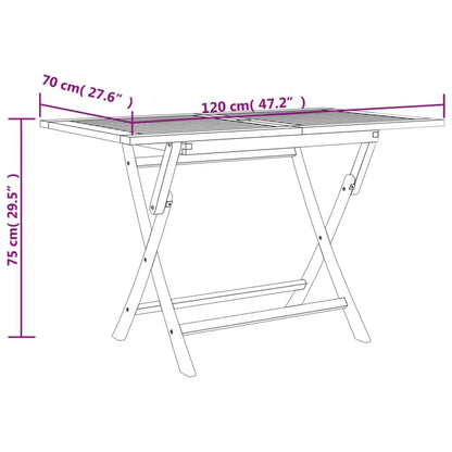 Tuintafel – Opvouwbare Tafel – Buiten Tafel – Balkon Tafel – Massief Teakhout – Weerbestendig – Parasolgat - 120 x 70 x 75cm -  Natuurlijk Grijs
