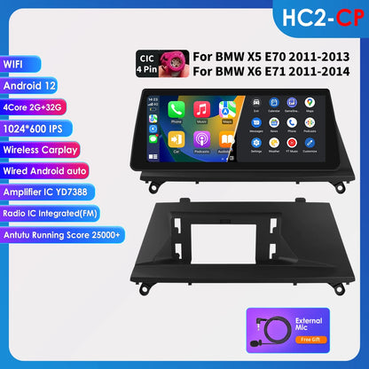 AI Intelligent Player 2 Din Android Car Radio Multimedia Video Player for BMW X5 E70 X6 E71 CCC CIC GPS Navi Carplay Auto 4G RDS - QUORE