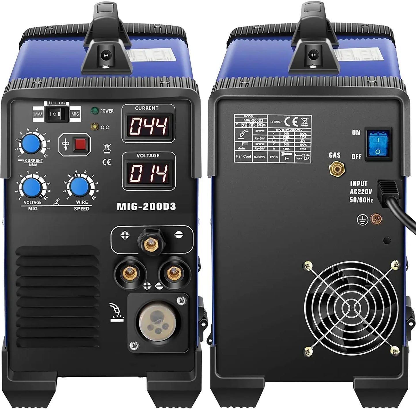 3-In-1 Lasmachine – Lassen Inverter – Mig Lasapparaat – Tig Lasser – Mma Machine – 20-200 Ampère – Geïntegreerde Draadvoeder