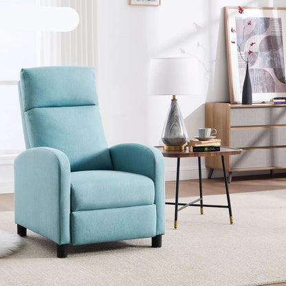 Ergonomische Relaxstoel - Fauteuil -  Ligbed - Schommelstoel - Relaxfauteuil - Verstelbare Lounge Chair voor Woonkamer & Slaapkamer - Blauw Linnen
