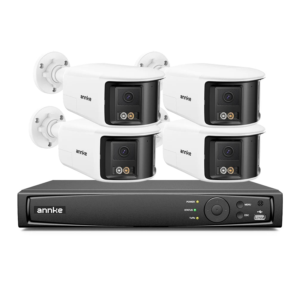 ANNKE 2/4pcs 8mp Smart Home Video Security Camera System 180° Dual Lens Security IP PoE Camera Human Vehicle Detection 4k Cam