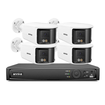 ANNKE 2/4pcs 8mp Smart Home Video Security Camera System 180° Dual Lens Security IP PoE Camera Human Vehicle Detection 4k Cam