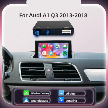 Draadloze CarPlay Adapter – Android Auto Interface – Multimedia Interface – Infotainment Upgrade – Achteruitrijcamera Aansluiting – Compatibel Audi A1 Q3 2013-2018 – Draadloze Connectiviteit – Eenvoudige Plug & Play Installatie - QUORE