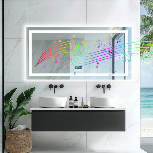 Smart LED Badkamerspiegel – Verlichte Spiegel – Make-up Spiegel – Vanity Spiegel – Dimbare Spiegel – 140x70 cm – Anti-Fog Functie – Bluetooth Speaker