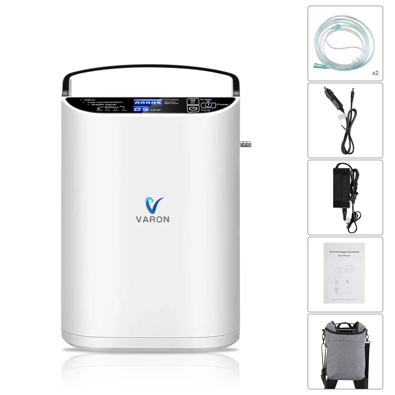 Zuurstofconcentrator – Oxygenerator – Zuurstofmachine – Ademdevice – Ademhalingsapparaat – Compact en Lichtgewicht – 93% Zuurstofconcentratie – Inclusief Batterij en EU-Stekker - QUORE