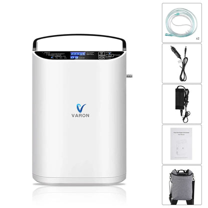 Zuurstofconcentrator – Oxygenerator – Zuurstofmachine – Ademdevice – Ademhalingsapparaat – Compact en Lichtgewicht – 93% Zuurstofconcentratie – Inclusief Batterij en EU-Stekker - QUORE