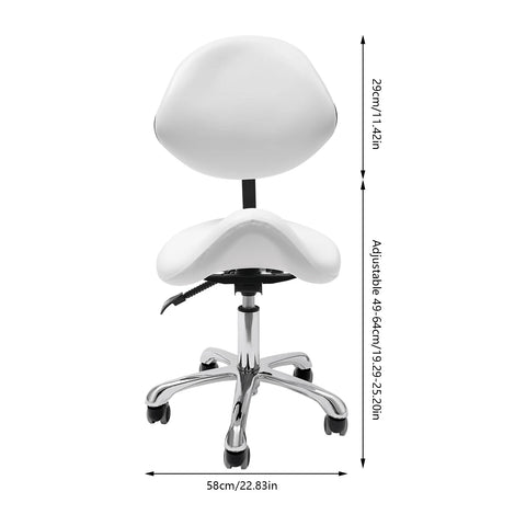 Zadelkruk - Zadelkruk op wielen - Zadelkruk met rugleuning - Zadelkruk Ergonomisch - Zwaar gebruik - In hoogte verstelbaar - Wit