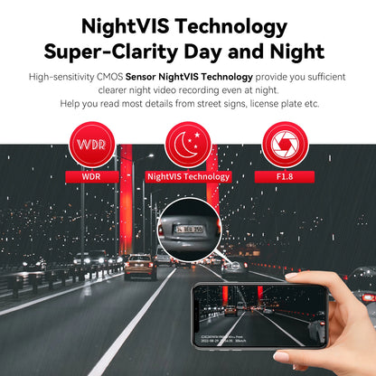N3 Pro - Dashcam voor Auto - met GPS - Wifi - Dashcams - FullHD video - 1600P HD - Super compact - Zwart - QUORE