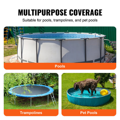 Swimming pool cover - Swimming pool - Round swimming pool cover - Sun cover - for above ground pools - with rope design PVC Black - 15ft Oxford cloth