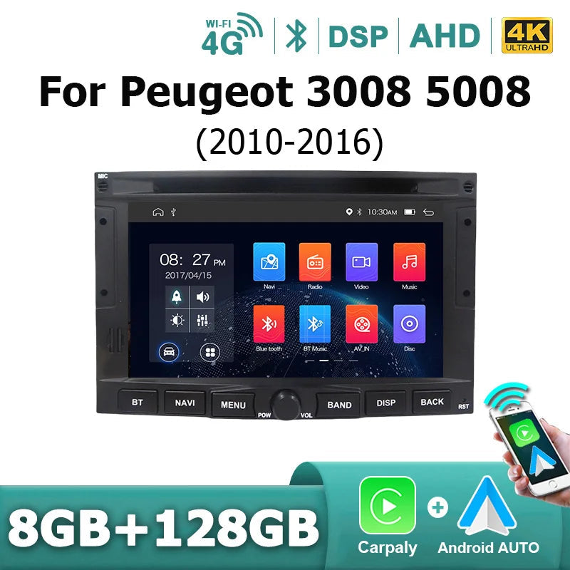 2DIN Autoradio – Multimedia Radio – Auto Stereo – Navigatiesysteem – Touchscreen Radio – Draadloos CarPlay – Android 14 – 7 Inch HD Scherm – Bluetooth Handsfree