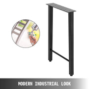 Metalen Tafelpoot - Tafelpoten - Tafelpoten zwart -  Rubberen voeten - 2 Stuks - Staalmateriaal - Zwart - Zwaar Werk