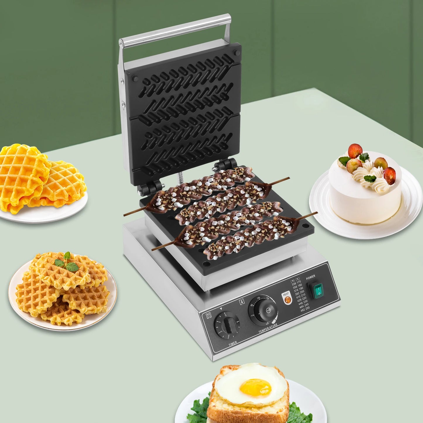 Wafelijzer – Wafel Maker – Wafelijzer Tarwestengel – Wafel Bakker – Wafelijzer 4 Wafels – Gietaluminium – Non-Stick Coating