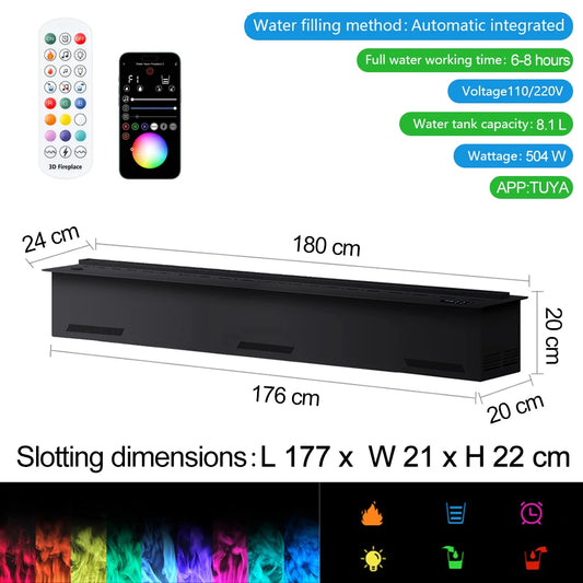 Smart Home 3D Atomized Fireplace with LED Colorful Flame ECO Water Vapor Indoor Electric Fireplace for TV Wall Living Room Decor