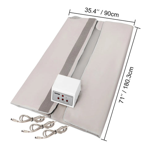 Vevor - Sauna Blanket - Infrared Therapy - 660W - 220V - 60Hz - Stress - Pain Relief - Fibromyalgia - Rheumatism - 3 Heating Zone - Grade A - Silver
