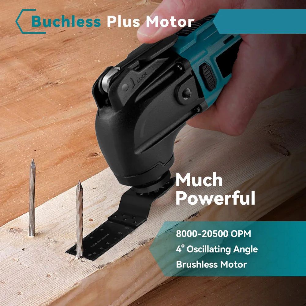 Oscillerende Multitools - Accu - 18V Brushless Motor - Hoek van 4° - 6 Snelheden - 8500-24.000 OPM - 350W - 18V - Voor Snijden, Schuren en Trimmen - 2 Accu's met 1 Lader