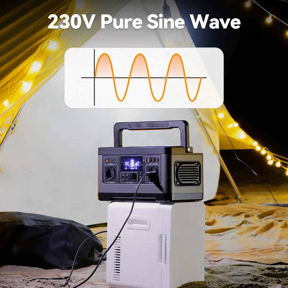Powerstation - Stroomgenerator - Mini-Generator - Draagbare - Krachtcentrale - voor Thuis - Tenten - Buiten - Kamperen - 520Wh - 140400 mAh - 500W AC Uitgang - 5x DC-uitgangen - 4x USB-uitgang - Grijs