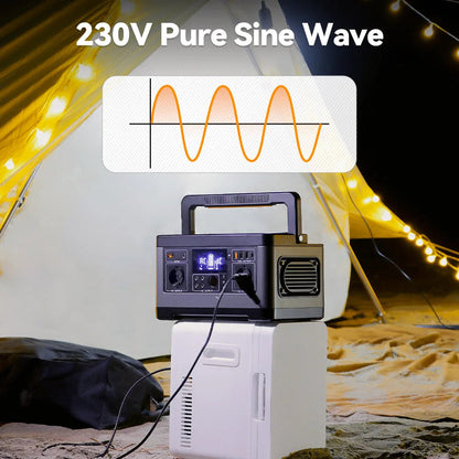 Powerstation - Stroomgenerator - Mini-Generator - Draagbare - Krachtcentrale - voor Thuis - Tenten - Buiten - Kamperen - 520Wh - 140400 mAh - 500W AC Uitgang - 5x DC-uitgangen - 4x USB-uitgang - Grijs