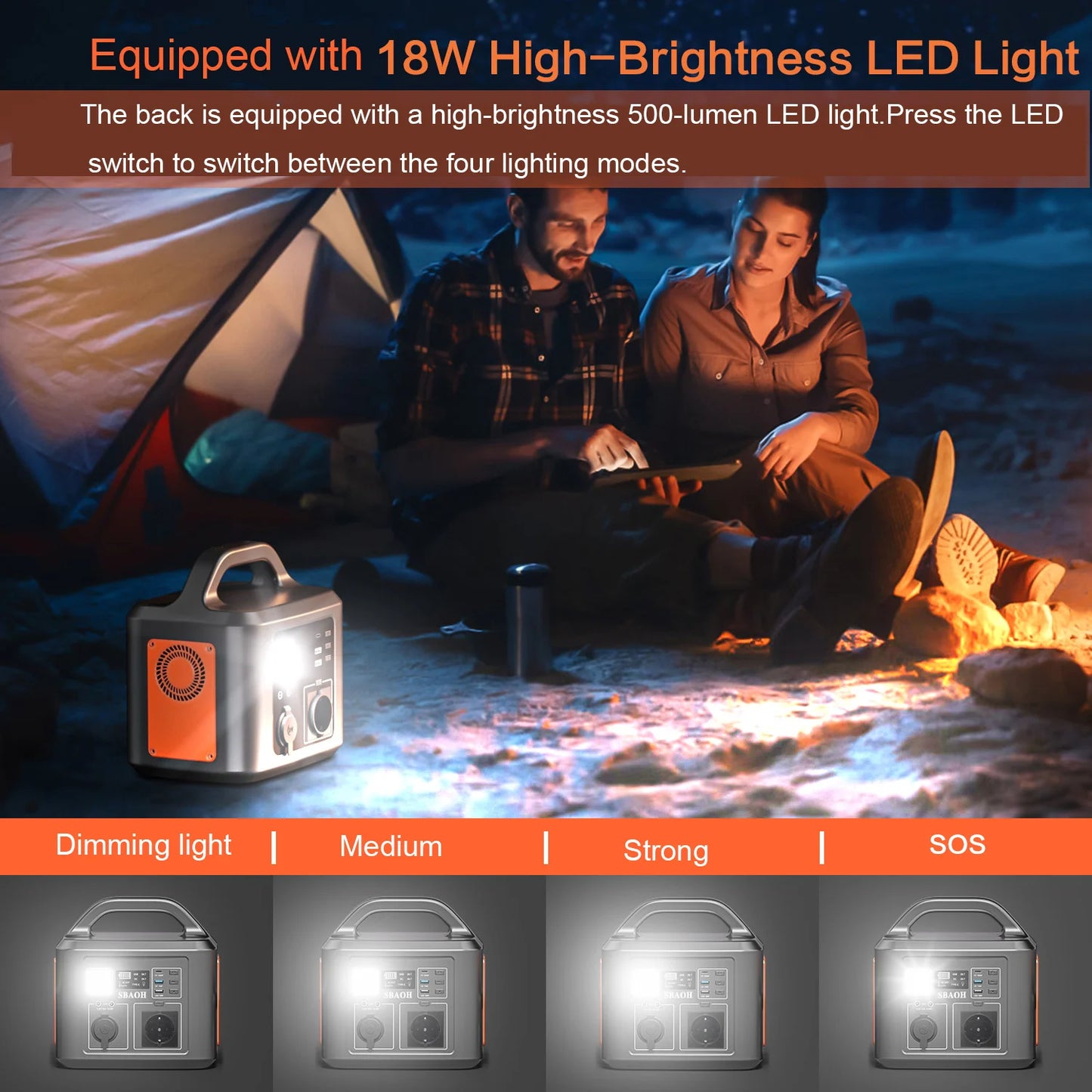 Draagbare Power Station – Mobiele Accu – Noodstroom – Camping Accu – 538,7Wh Capaciteit – 600W AC Uitgang