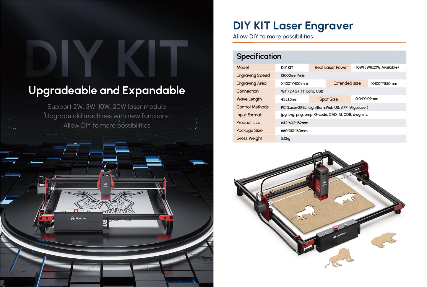 Lasergraveermachine – Lasergraveur – CNC Laser Cutter – DIY Laser Kit – Lasergraveerder – 10W Laservermogen – Offline Bedieningspaneel