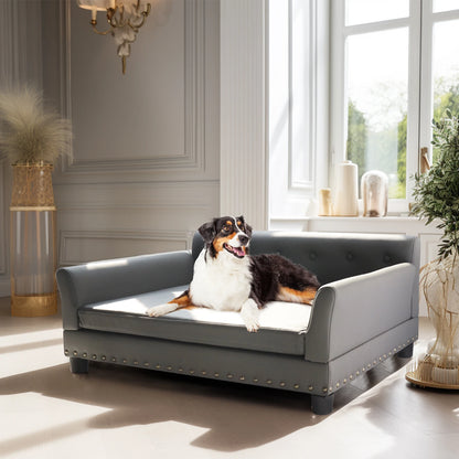 Hondenbed - Hondenkussen - Sofa Mat - Microfiber Lederen Hoes - 120x74x40 cm - voor Grote Honden - met Verwijderbaar Kussen
