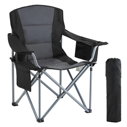 Campingstoel - Vouwstoel - Opvouwbaar - Viss - Strand - Picknick - Inklapbaar - Lichtgewicht - Outdoor Stoel - Lendensteun - Gevoerde Armleuningen - Zwart