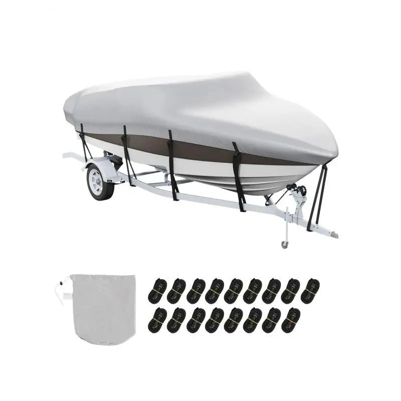 Boothoes - Bootzeil - Afdekzeil Boot - Trailerbare Waterdichte - met Motorafdekking- Gespriemen - 600D Oxford-materiaal - 23'-24' - Lichtgrijs