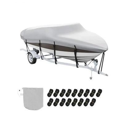Boothoes - Bootzeil - Afdekzeil Boot - Trailerbare Waterdichte - met Motorafdekking- Gespriemen - 600D Oxford-materiaal - 23'-24' - Lichtgrijs