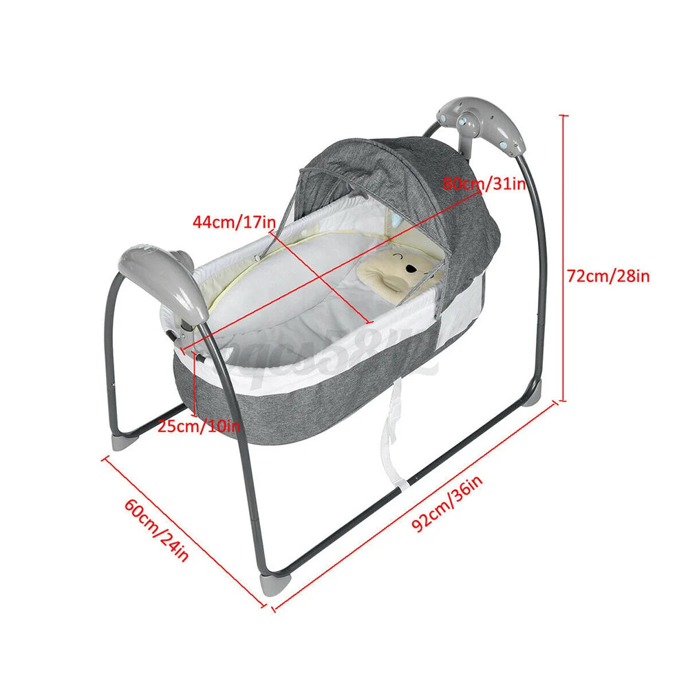 Babybed - Babywieg - Schommelbed baby - Co sleeper - Tot 18kg - 3 Snelheden - Grijs - QUORE