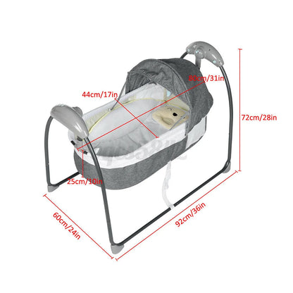 Babybed - Babywieg - Schommelbed baby - Co sleeper - Tot 18kg - 3 Snelheden - Grijs - QUORE