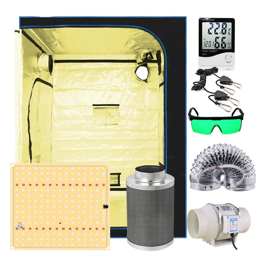 Kweektent – Groeikas – Kweekruimte – Planten Tent – 600D Oxford Doek – Reflecterende Binnenlaag – LED-Groeilampen - 150x150x200CM Kits - QUORE