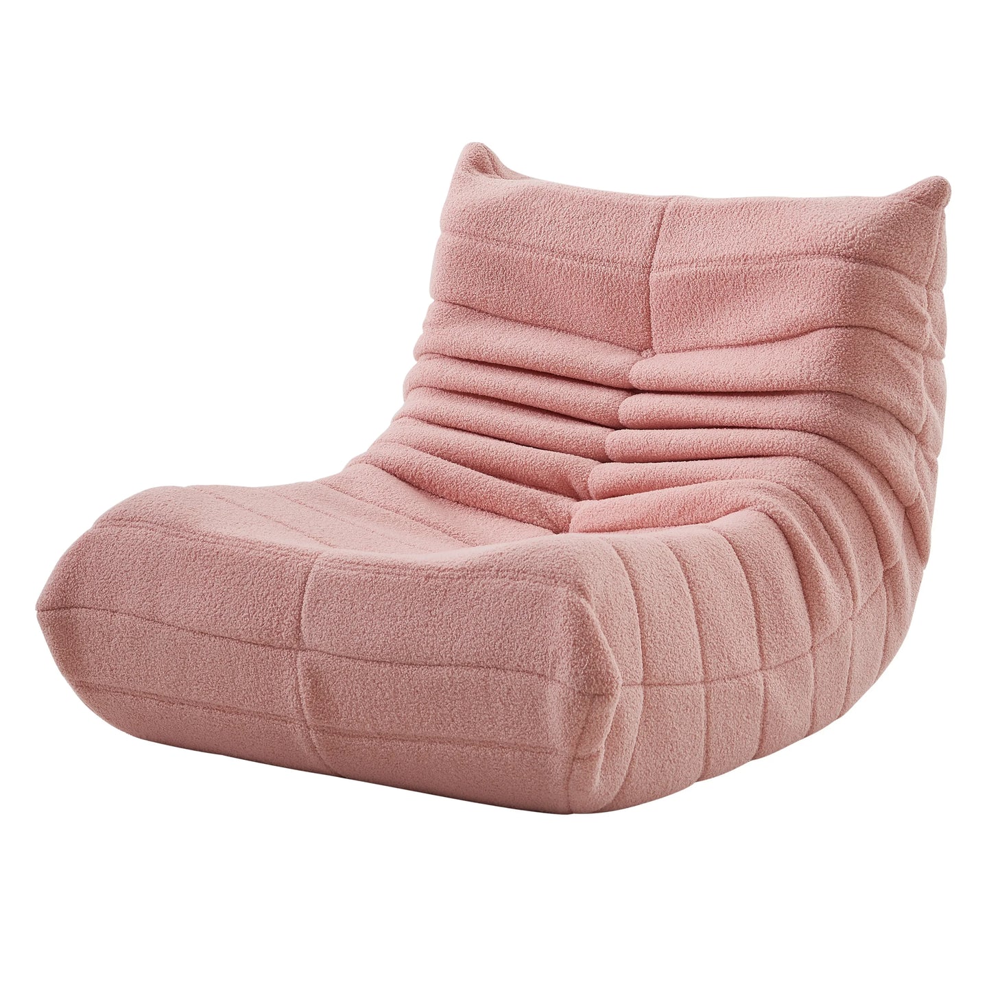 Velvet Zitzak Roze – Zitzak, Poef, Lazy Sofa, Fauteuil – Hoogwaardig Schuim, Antislip Onderkant – Comfortabele Loungeplek, Zacht Teddy Stof