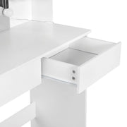 Kaptafel - Make-up Tafel - Kaptafel met Spiegel en Verlichting - LED Spiegel - 2 Lades - 4 Opbergplanken - Verstelbare Verlichting - 90x40x135 cm - 75 kg - Wit