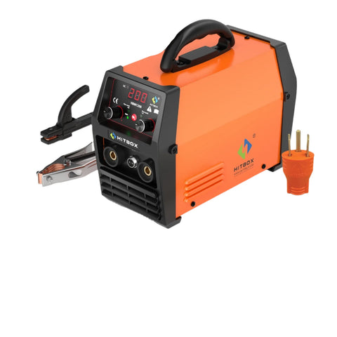 Hitbox - Lasapparaat - Elektrisch lasapparaat - Halfautomatisch lasapparaat - 3-in-1 - Gasloze Mig - IJzerlassen - 220V - Met toortshelm - Oranje