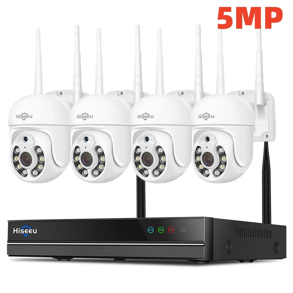 5MP WiFi Beveiligingscamera Systeem – Beveiligingscamera – CCTV Camera – Draadloos Camera Systeem – Surveillance Kit – PTZ Met Bewegingsdetectie – Kleurennachtzicht – 16 Kanaals NVR Zonder HDD - QUORE