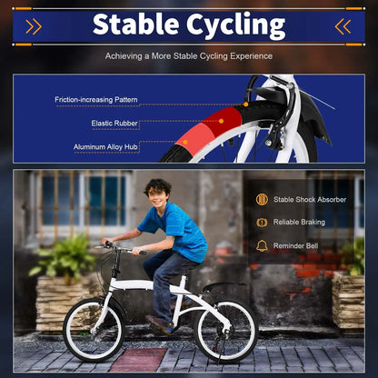 Opvouwbare Fiets – Vouwfiets – Compacte Fiets – Kinderfiets – Verstelbaar Zadel – Zes Versnellingen – Stevig Frame