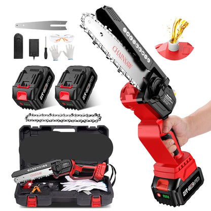 Mini Kettingzaag - Kettingzaag - Handzaag - Snoeizaag - 6 Inch - Draagbaar - Draadloos - 800W - voor Tuin - Houtbewerking - 2 Accu’s