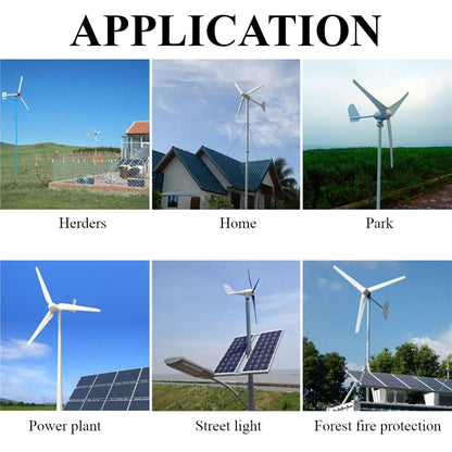 Windturbine - Windmolen Generator - Windturbine Generator - Windenergie - met 6 Blades - 800W - Laag Geluidsniveau - Voor Thuisgebruik - 24V - Wit