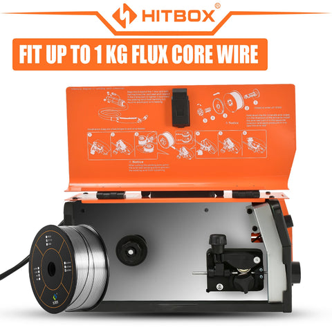 Hitbox - Lasmachine - Elektrische Lasser - 3 in 1 - MIG Halfautomatische Lasmachine - Zonder Gas Inverter MMA Boog MIG TIG Lasser Synergy - Oranje - Set 2