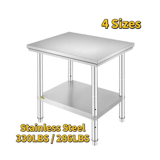 Keukenwerktafel - Kookeiland - Kookeiland - Tafel - Commerciële Horeca Tafel - 35x24x32 inch - 286LBS - met Onderblad Roestvrij Staal