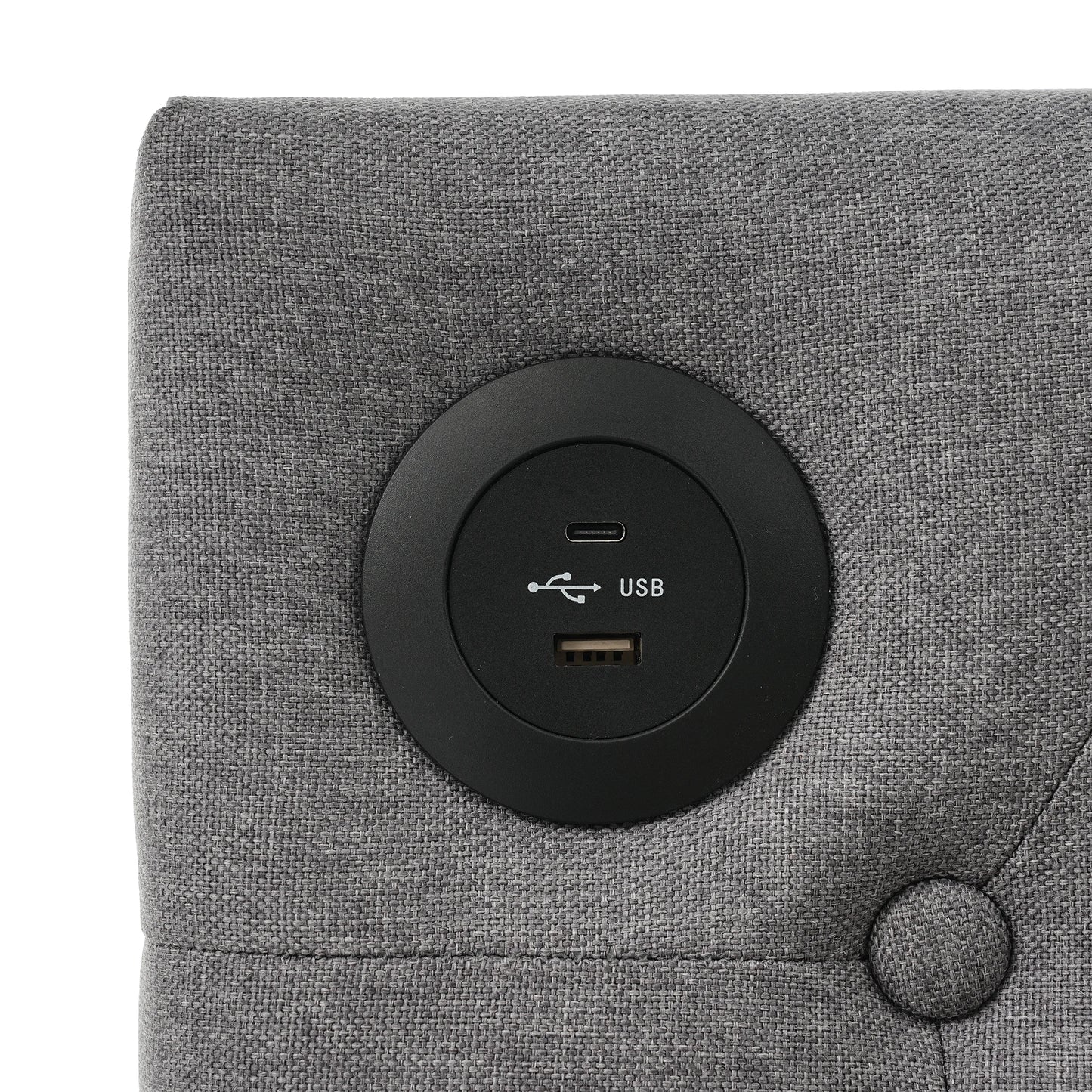 Dagbed – Slaapbank – Bedbank – Kinderbed – Grijs Linnen – Met Opberglades – USB Type-C Poorten