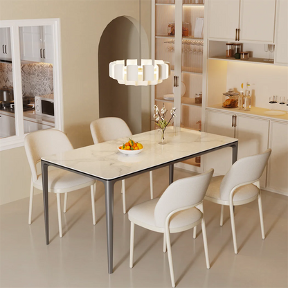 Eettafel – Eettafel Rechthoekig – Sintered Stone Tafel – Moderne Tafel – Hittebestendig Tafelblad – Aluminium Poten – Krasbestendig - 160 x 80 x 74 cm - Wit