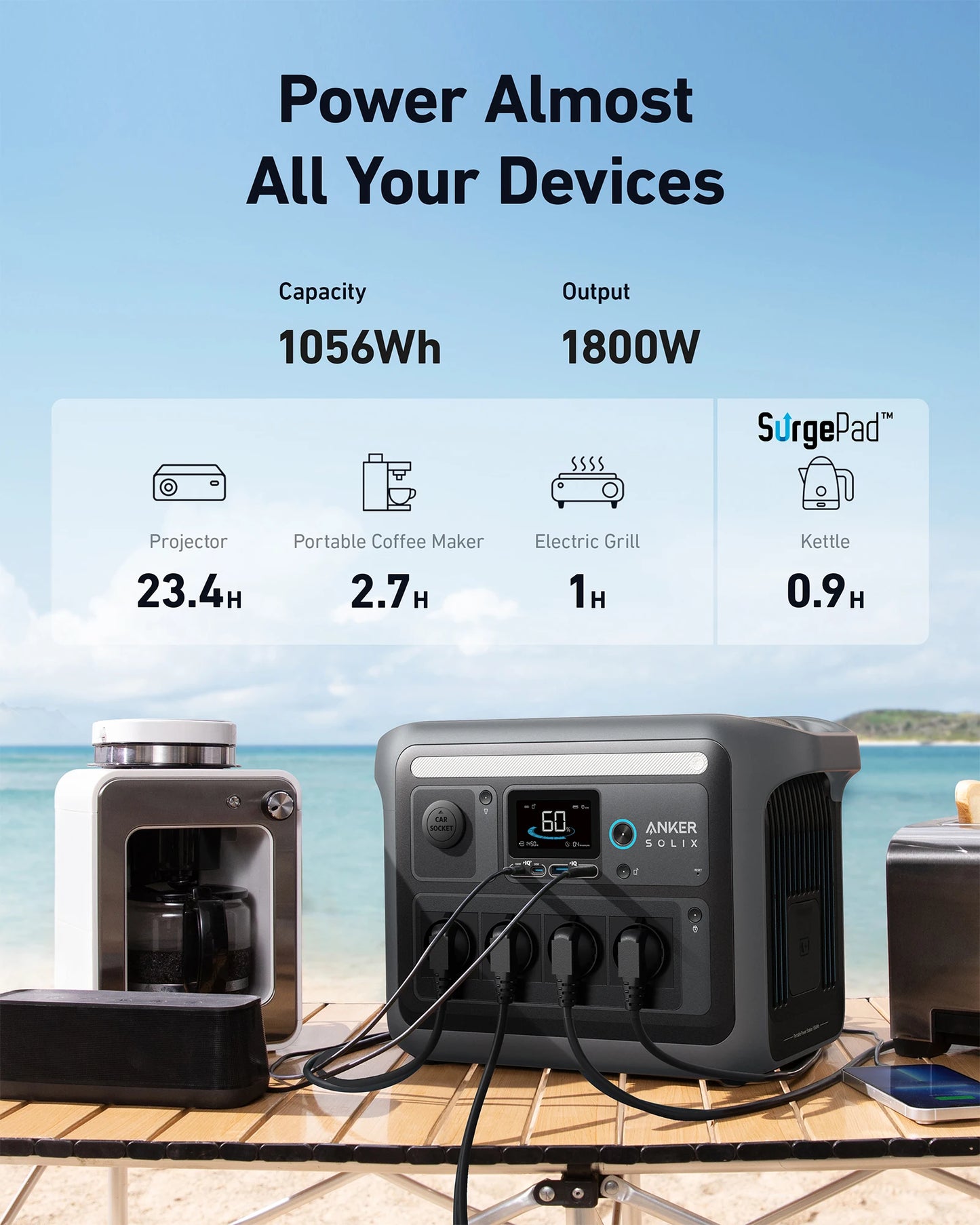 Draagbare Powerstation – Mobiele Accu – Solar Generator – Noodstroomvoorziening – Camping Batterij – LiFePO4 Technologie – Ultra Snel Opladen in 58 Minuten