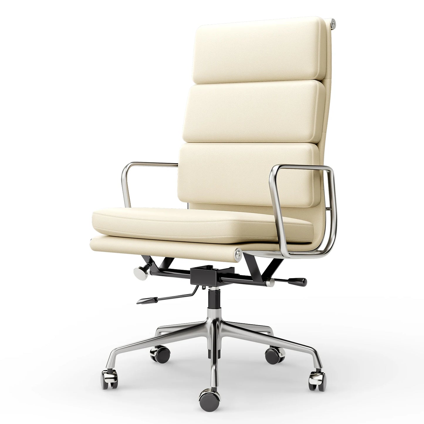 Office Guest Chair Upholstered Leather Comfortable Reception Chairs with Wheels Adjustable Swivel Rolling Office Chairs
