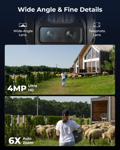 Reolink Trackmix 4K 8MP 4G LTE Cellular Security Camera Solar/Battery Powered Pan & Tilt IP Camera with Auto-Zoom Tracking